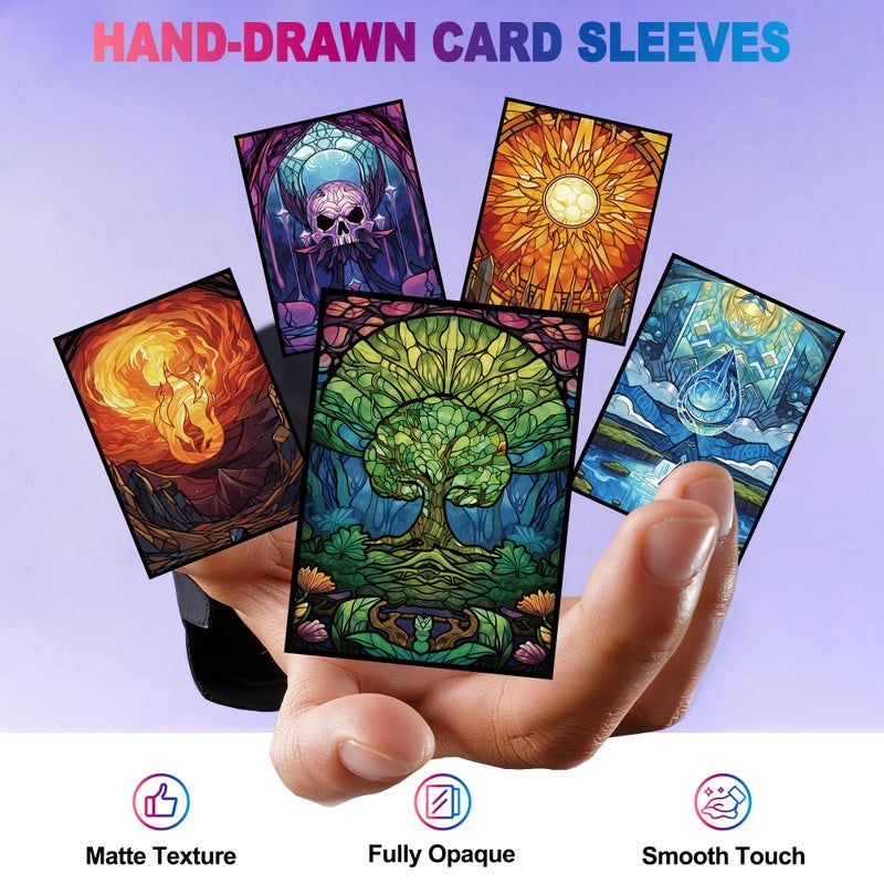 UAONO MTG Card Sleeves 500ct - Five Colors - Art Card Sleeves Deck Protector, Clear Front & Matte Textured Back, Sleeves for Magic The Gathering - Image 3