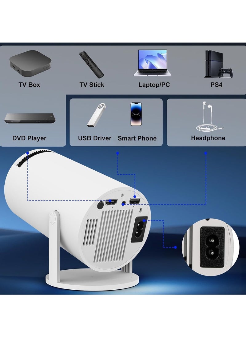 GTSOL - Mini projector, Immersive 4K Smart Portable Projector with Built-In Speakers, Screen Mirroring, and Advanced Connectivity Features for HD Home Cinema Experience - Image 1