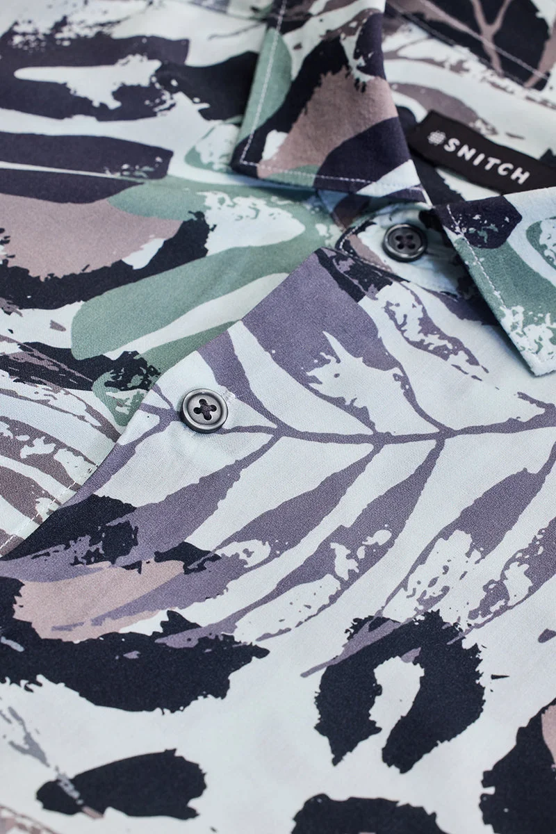 SNITCH Light Blue Floral Long Sleeve Slim Fit Shirt