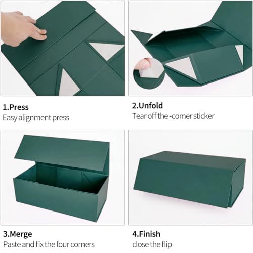 ROSTELACK Green Gift Box 10" x 6" x 3" with Magnetic Closure Lid Gift Boxe for Presents,Bridesmaid Gifts Boxes,Cute Box,Birthday Box,Luxury for Gift Packaging, Magnetic Gift Boxe for Wrapping Gifts - Image 3