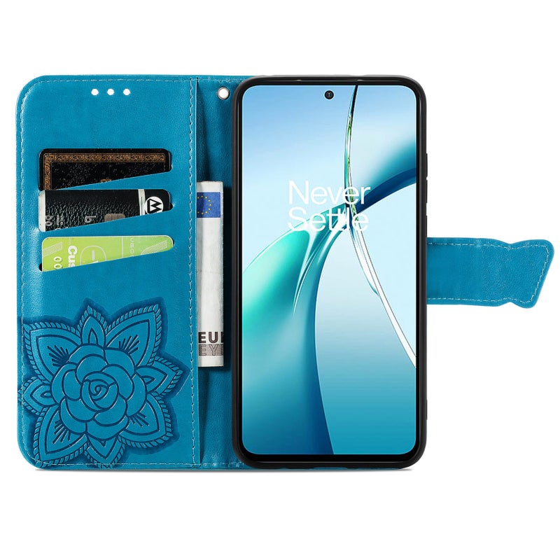 HuHa Protective Cover For Nothing Phone 2a Plus Butterfly Love Flower Embossed Leather Phone Case(Blue) - Image 3