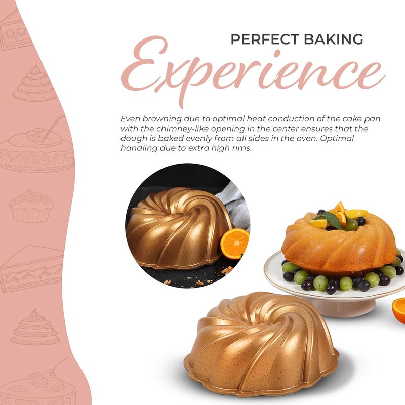 سيرينك صينية كعكة الدوامة من Serenk Fun Cooking، طلاء مصبوب بالقالب بنقش أنيق، غير لاصقة، قالب كعكة بطعم احترافي، 9.5 بوصة، دائرية، صفراء - Image 2