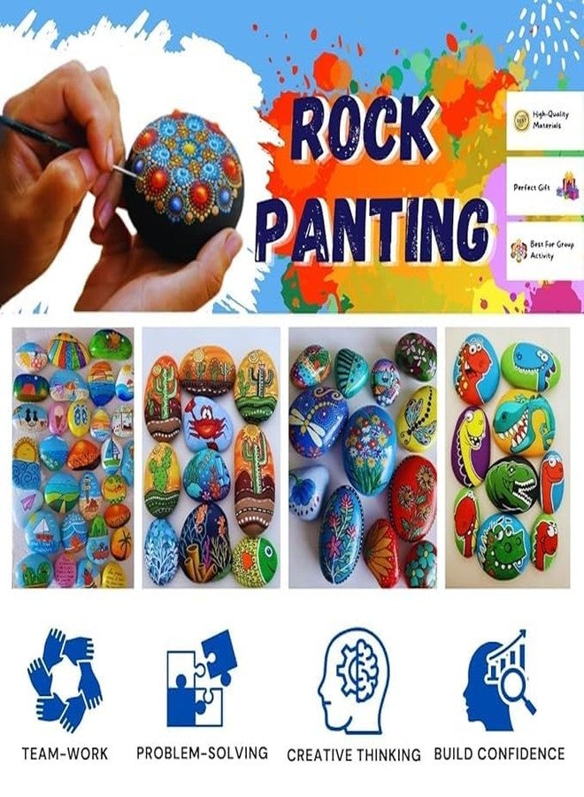 KHUSHA CREATIONS Rock Stone Painting Kit, Pebbles for Painting Kit for Kids, Gifts for Kids 7-10 Years, Multicolour - Image 2