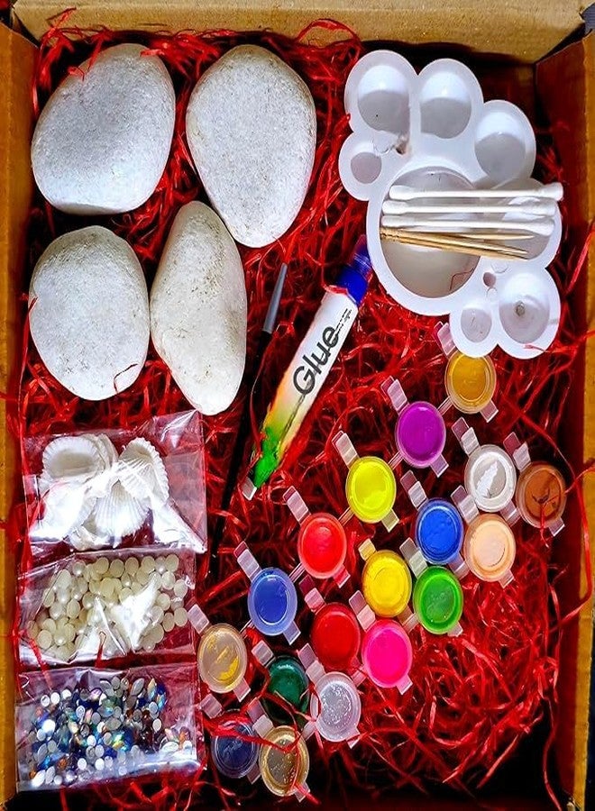 KHUSHA CREATIONS Rock Stone Painting Kit, Pebbles for Painting Kit for Kids, Gifts for Kids 7-10 Years, Multicolour - Image 1