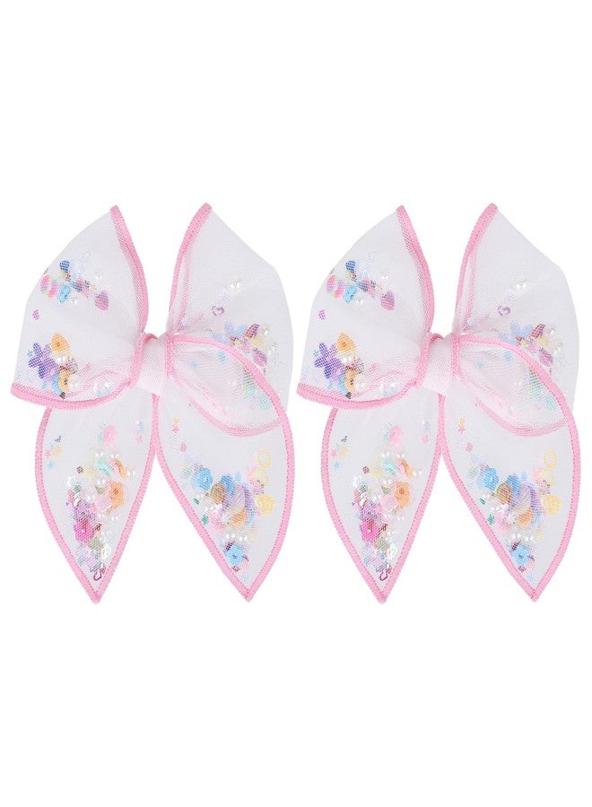 ميروكش مشابك شعر وردية اللون مزينة بشريط شبكي مزهر، مقاس 4 بوصات، بتصميمات زهور ربيعية، مثالية للفتيات. مشابك شعر وردية اللون مزينة بفيونكات هزازة، ودبابيس شعر على شكل تمساح، مناسبة للمراهقات والأطفال الصغار، مثالية لتزيين ملابس الصيف، وفساتين أعياد الميلاد، كهدية. - Image 2