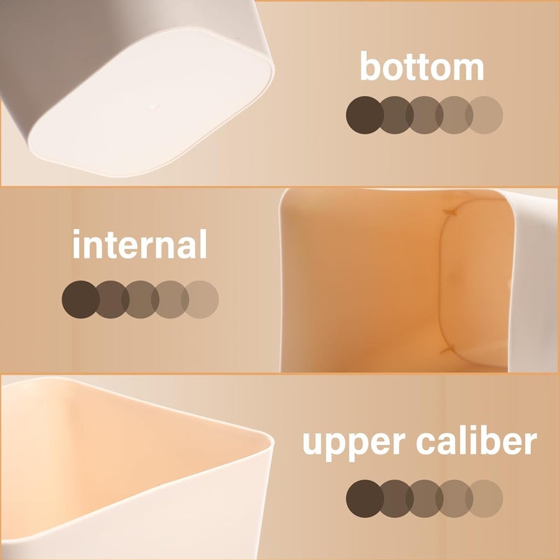 Hoolerry 9 Pieces Garbage Can 2 Gallon Small Trash Cans Bulk Bathroom Trash Bin Plastic Wastebasket Square for Bedroom Slim Bathroom Trashcan Small Container for Kitchen Office Home (Khaki) - Image 3