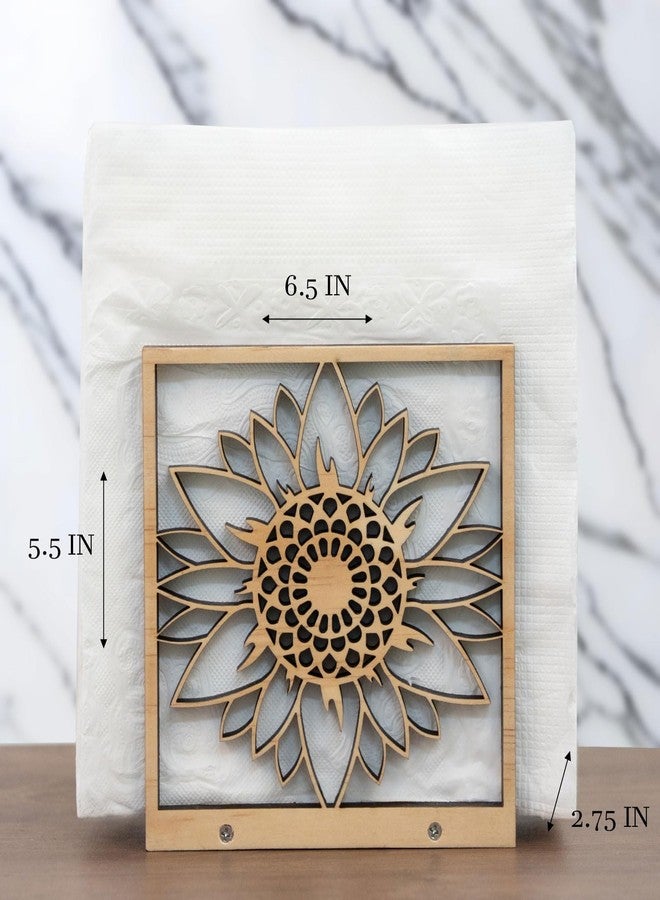 Tnstbiee Handmade Sunflower Wood Napkin Holder for Farmhouse Rustic Decor - Laser Cut Farmhouse Table Kitchen Dispenser - Great Gift for Mother's Day or Leo Zodiac Birthday - Image 2