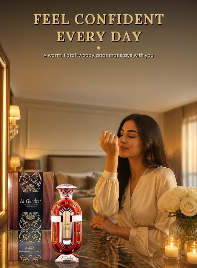Nabeel Al Ghadeer Concentrated Oil Perfume 20ml – Alcohol-Free Unisex Attar, Citrus Floral Woody Fragrance with Vanilla & Musk - Image 4