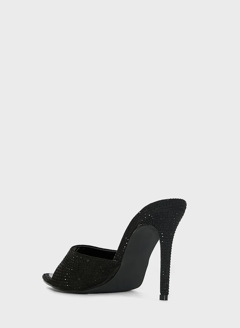 Ella Limited Edition Diamante Pointed Toe Sandal Black