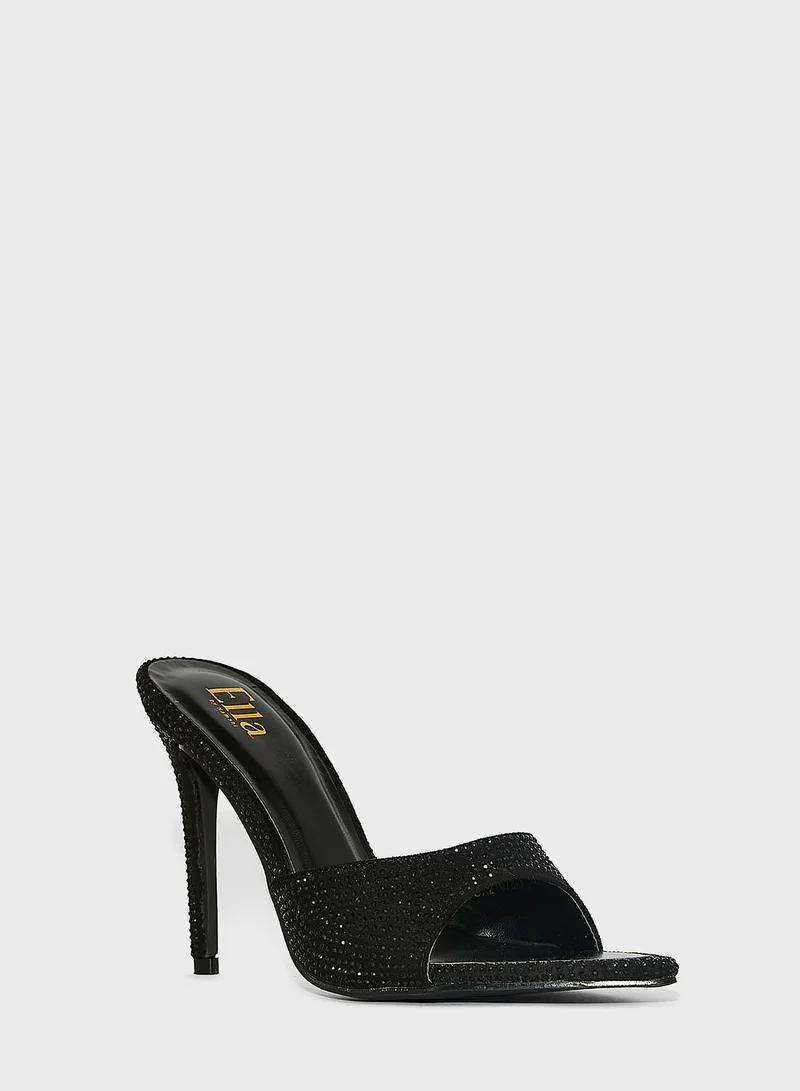 Ella Limited Edition Diamante Pointed Toe Sandal Black