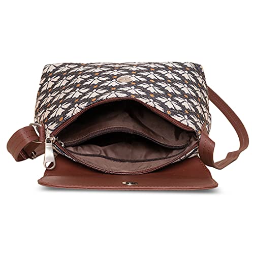 ZOUK Flap Sling Bag | Crossbody Bags for Women | Women's Handbags | Stylish | Vegan Leather Evening Bag | Travel & Office Use | Purse and Wallet | Bidri Kaiser Print - Image 4