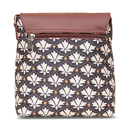 ZOUK Flap Sling Bag | Crossbody Bags for Women | Women's Handbags | Stylish | Vegan Leather Evening Bag | Travel & Office Use | Purse and Wallet | Bidri Kaiser Print - Image 5