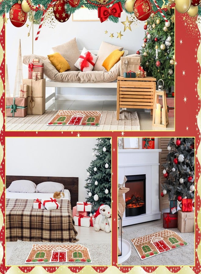 Drydiet Christmas Gingerbread House Bath Mat Christmas Bathroom Floor Rugs 23.6 x 15.7 Inches Cute Winter Tufted Non Slip Mat Soft Absorbent Cute Bathtub Rug Xmas Bath Decor - Image 5