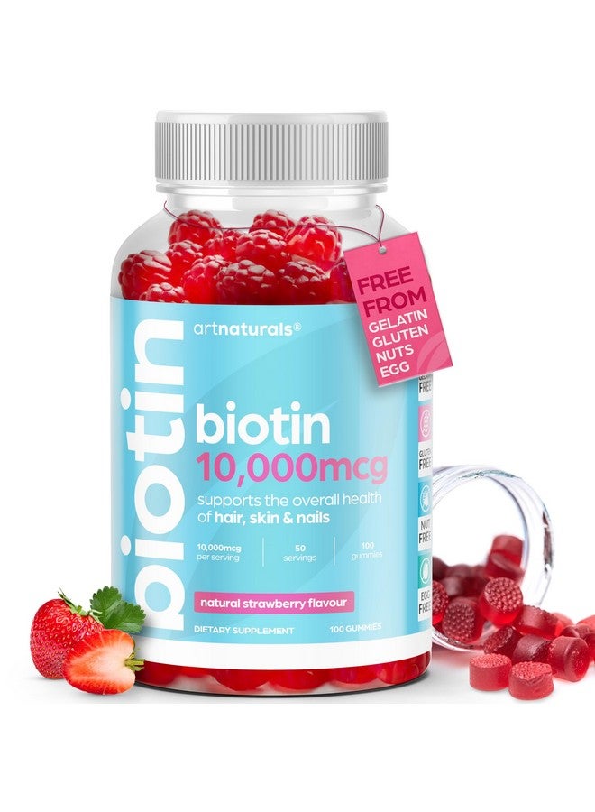 آرت ناتشورالز حلوى جيلاتين البيوتين من Artnaturals لنمو الشعر - (100 حلوى جيلاتينية - 10000 ميكروجرام) - فيتامينات الفراولة الطبيعية تدعم الأظافر والبشرة - خالية من الجيلاتين والغلوتين والمكسرات والبيض - Image 1
