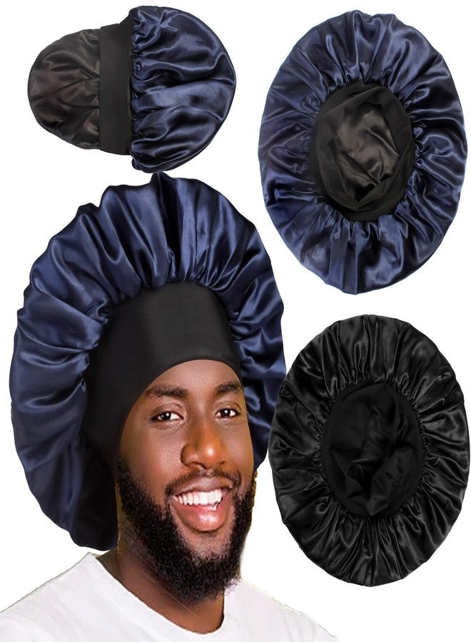 Heniho 2pcs Bonnets for Men, Double Layer Hair Bonnet Satin Bonnet for Women Curly Hair Braids, B - Image 1