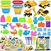 FHOZGECY Beach Toys Sand Toys for Kids Boys and Girls with 4 Beach Construction Vehicles 4 Collapsible Bucket Sand Castle Building Kit Sand Molds Mesh Bag Outdoor Toys for Kids Ages 48 - Image 3