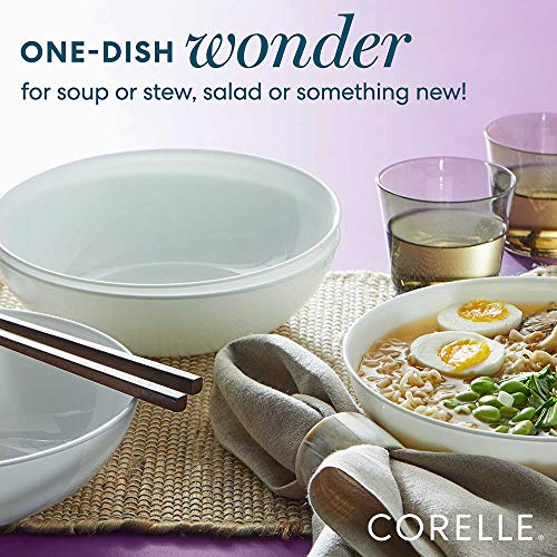 Corelle طقم أطباق كوريل 4 قطع لخدمة 4 أشخاص، أطباق زجاجية متينة وصديقة للبيئة بحجم 9-1/4 بوصة، طقم أطباق مدمجة قابلة للتكديس، آمنة للاستخدام في الميكروويف وغسالة الصحون، بيضاء، 46 أونصة - Image 4