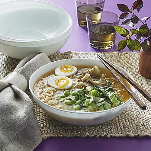 Corelle طقم أطباق كوريل 4 قطع لخدمة 4 أشخاص، أطباق زجاجية متينة وصديقة للبيئة بحجم 9-1/4 بوصة، طقم أطباق مدمجة قابلة للتكديس، آمنة للاستخدام في الميكروويف وغسالة الصحون، بيضاء، 46 أونصة - Image 2