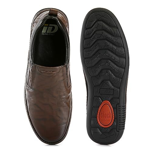 ID Brown Slip-On Dual Shade Casual Shoes For Men, 9 UK - Image 5