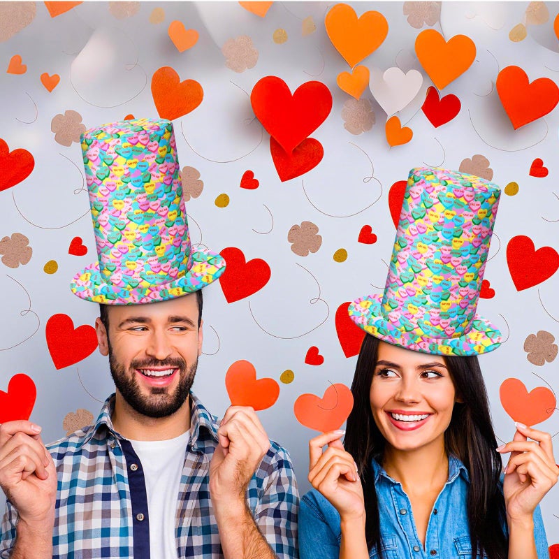 Yearntown Valentines Hat, Conversation Heart Valentines Top Hat Felt Costume Accessories for Women Men Valentine's Day Cosplay Party Favors - Image 4