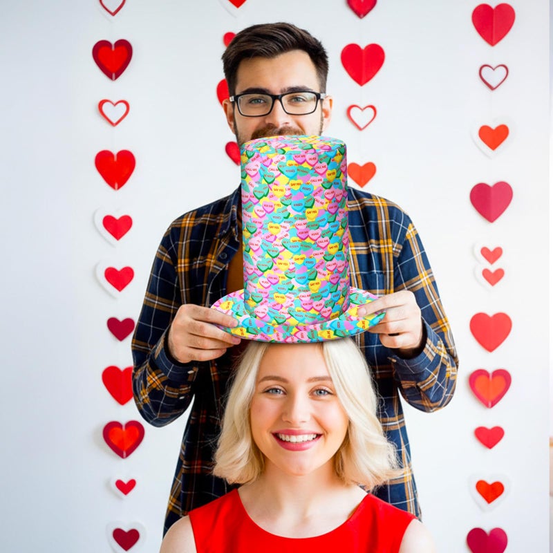 Yearntown Valentines Hat, Conversation Heart Valentines Top Hat Felt Costume Accessories for Women Men Valentine's Day Cosplay Party Favors - Image 5