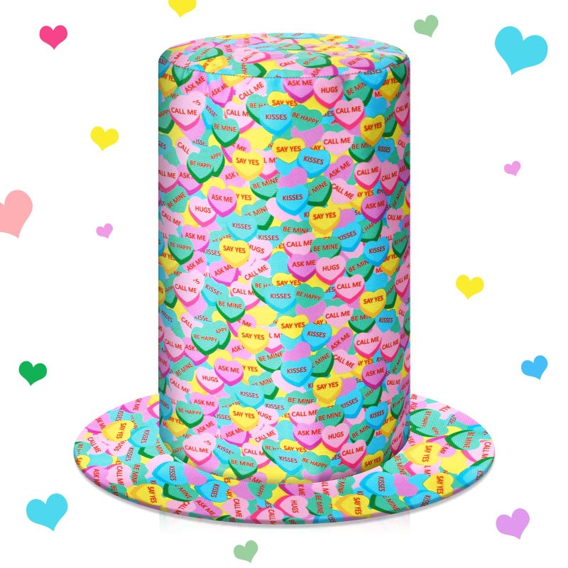 Yearntown Valentines Hat, Conversation Heart Valentines Top Hat Felt Costume Accessories for Women Men Valentine's Day Cosplay Party Favors - Image 1
