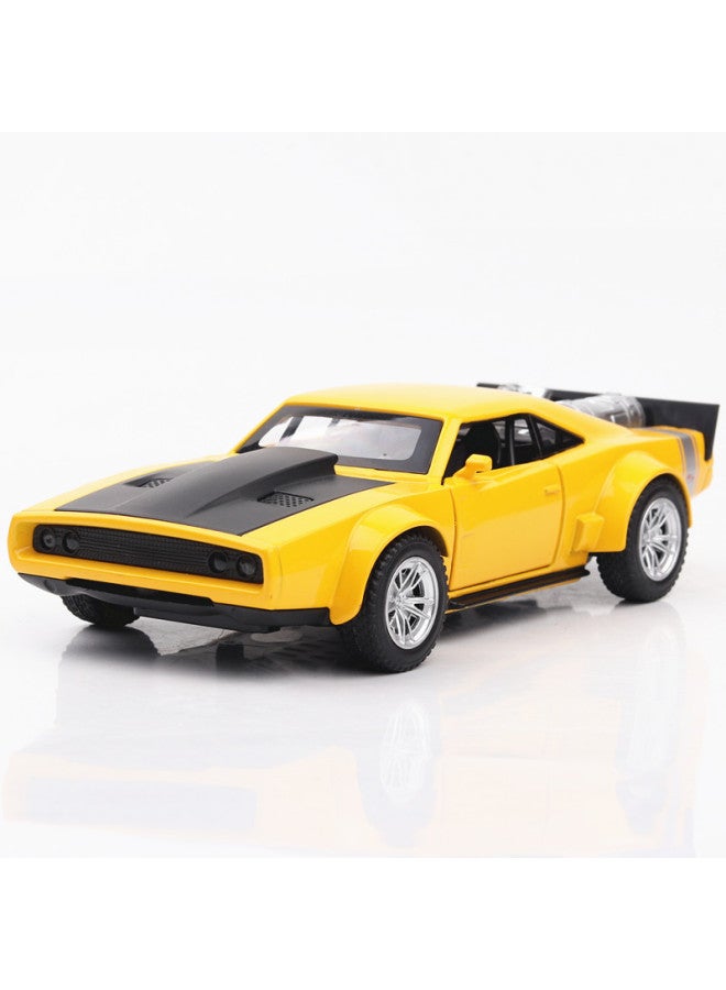 (Bulk) War Horse Ice-breaking Car Simulation Car Model Children's Pull Back Toy Sports Car 1:32 Alloy Car Model-Color:Yellow