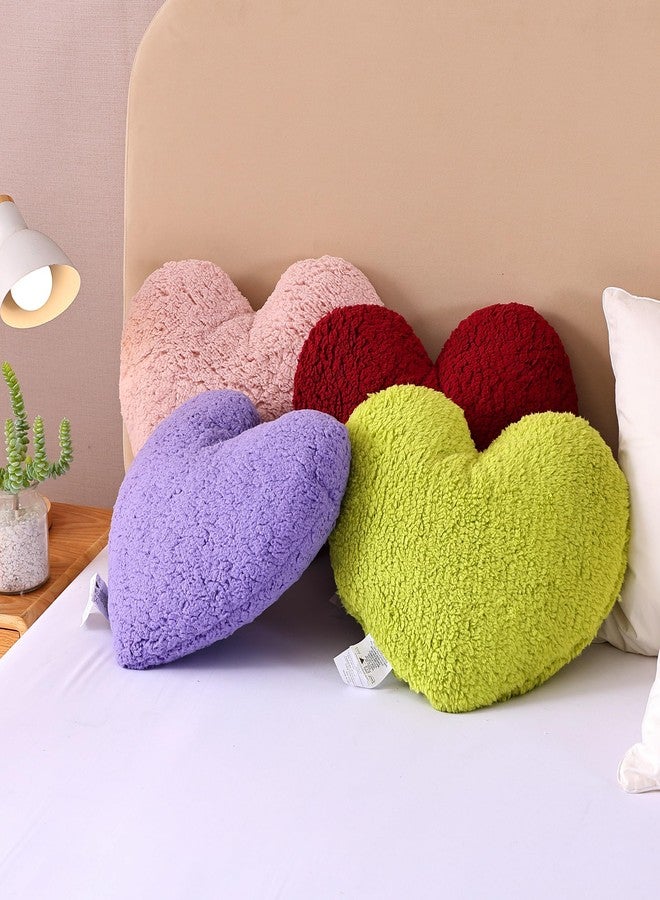 EVOLIVE Heart Pillow, Love Pillow Gifts, 15X17 Inch Large Heart Shaped Pillows, Sherpa Material Room Decor Throw Pillows, Living, Bedroom, Indoor Outdoor (Red) - Image 4