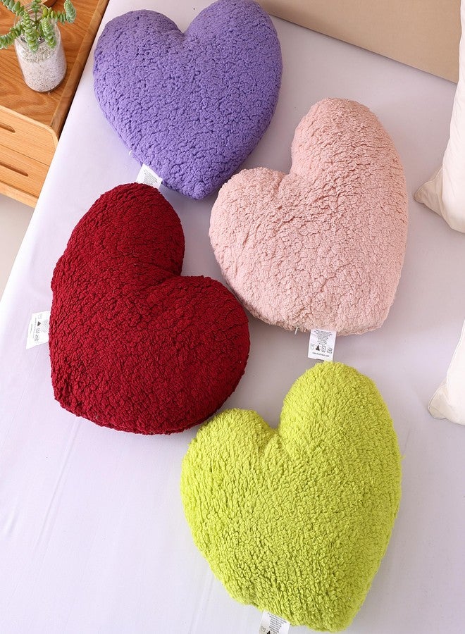 EVOLIVE Heart Pillow, Love Pillow Gifts, 15X17 Inch Large Heart Shaped Pillows, Sherpa Material Room Decor Throw Pillows, Living, Bedroom, Indoor Outdoor (Red) - Image 5