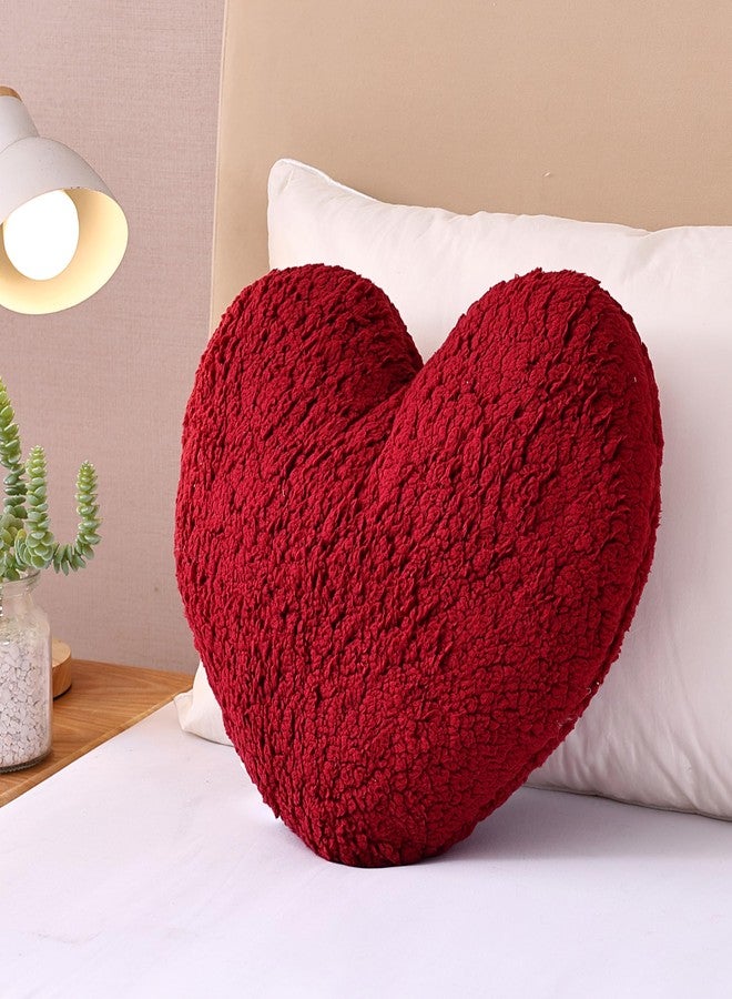 EVOLIVE Heart Pillow, Love Pillow Gifts, 15X17 Inch Large Heart Shaped Pillows, Sherpa Material Room Decor Throw Pillows, Living, Bedroom, Indoor Outdoor (Red) - Image 1