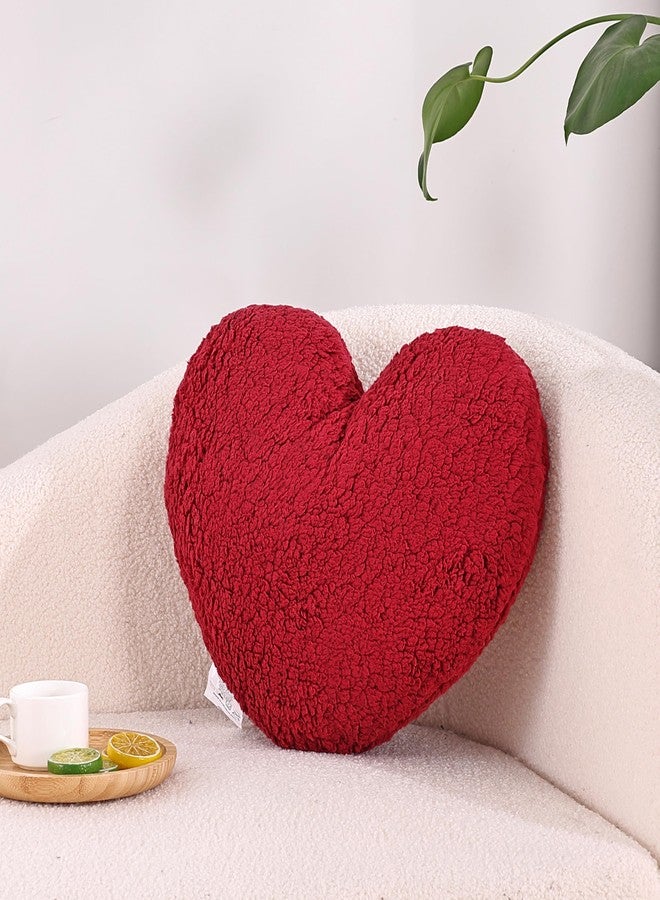 EVOLIVE Heart Pillow, Love Pillow Gifts, 15X17 Inch Large Heart Shaped Pillows, Sherpa Material Room Decor Throw Pillows, Living, Bedroom, Indoor Outdoor (Red) - Image 2