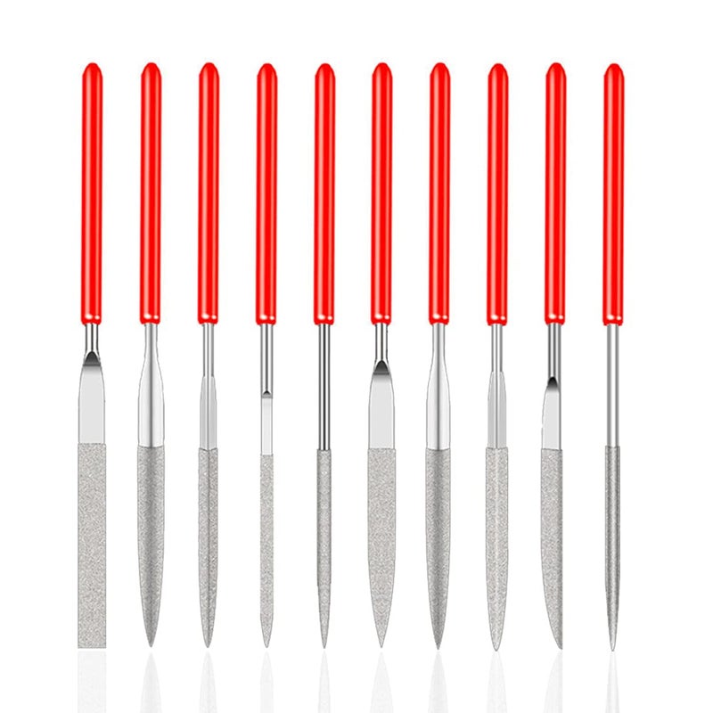 Saipe 10 Pcs Mini Diamond Needle File Set Diamond Files Mini Needle Set for Jewlery Metal Glass Stone Grinding, Polishing and Engraving (2x100mm) - Image 1