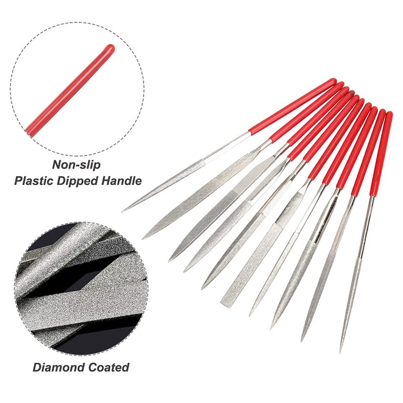 Saipe 10 Pcs Mini Diamond Needle File Set Diamond Files Mini Needle Set for Jewlery Metal Glass Stone Grinding, Polishing and Engraving (2x100mm) - Image 4
