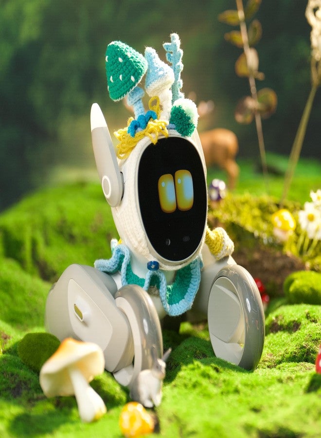 Loona Forest Explorer Outfit - Handmade Crochet Headpiece and Collar Set with a Nature-Inspired Theme, Perfect for Transforming Your Pet Robot Toys into a Cute Companion - Image 1