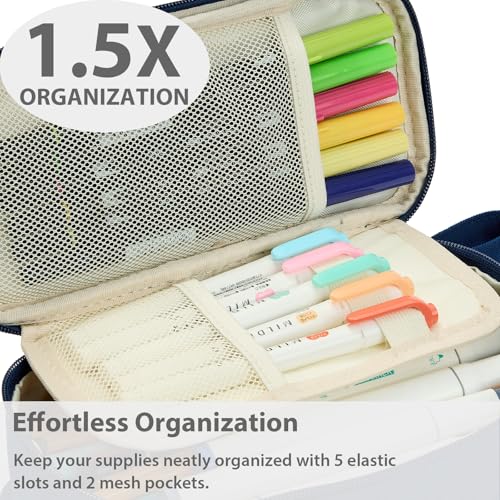 SPACEMATE Pencil Case Pouch Box Bag School Supplies Girls Boys Kids, Cute Preppy Stuff Large Big Capacity Aesthetic Pen Organizer, Back to College Stationary, Midnight Blue, Standard Stlye, 1800ml - Image 5