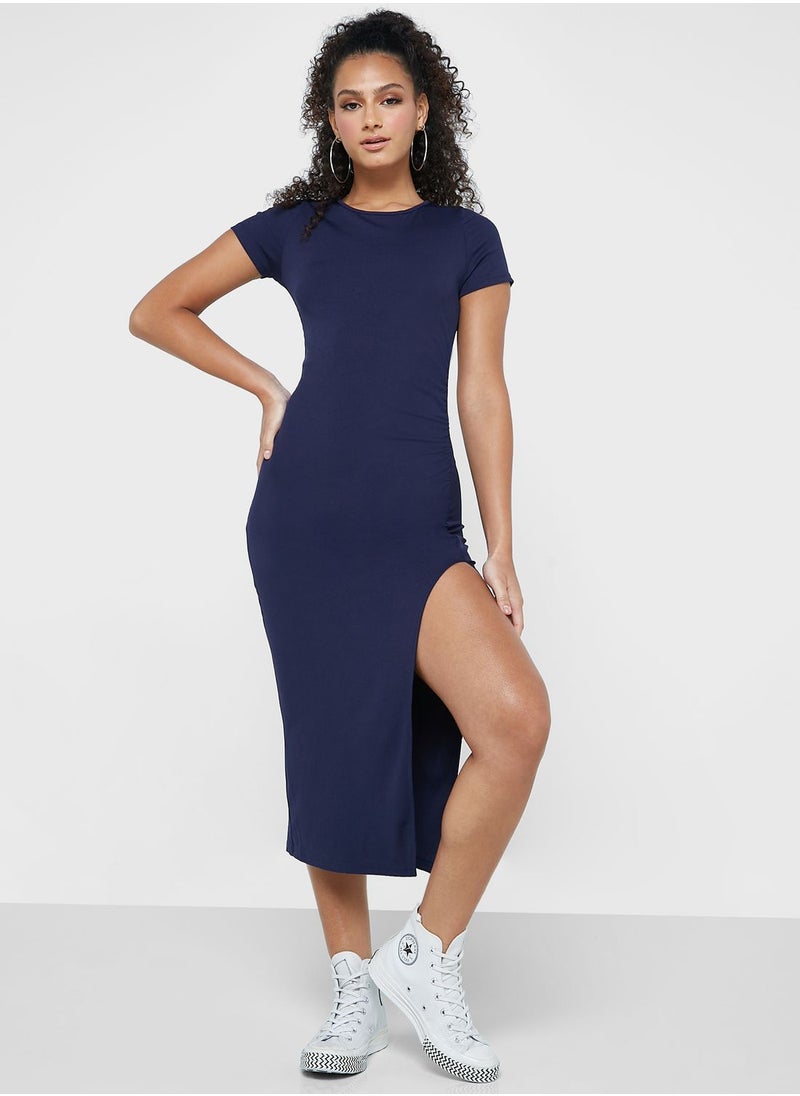 Ginger - Ruched Dress With Slit - Image 1