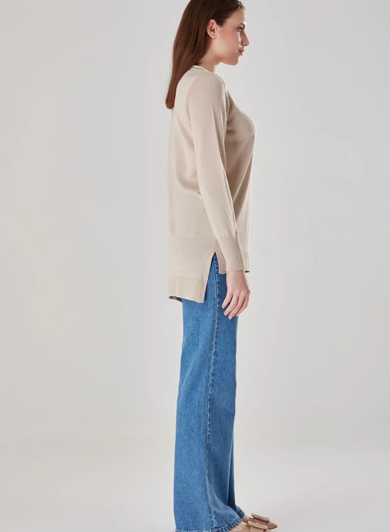 MIZALLE Stripe Detail Crew Neck Tunic