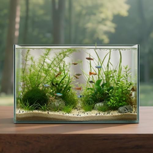 Wonderfactory 6 Gallon Glass Fish Tank 5 Gallon Open-Back Lid, Small Aquarium Fish Bowl Cube for Betta Goldfish Snails Shrimp Aquatic Planting, Ultra Clear Rimless Design Low Iron - Image 1