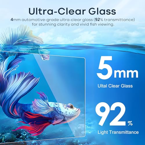 Wonderfactory 6 Gallon Glass Fish Tank 5 Gallon Open-Back Lid, Small Aquarium Fish Bowl Cube for Betta Goldfish Snails Shrimp Aquatic Planting, Ultra Clear Rimless Design Low Iron - Image 3