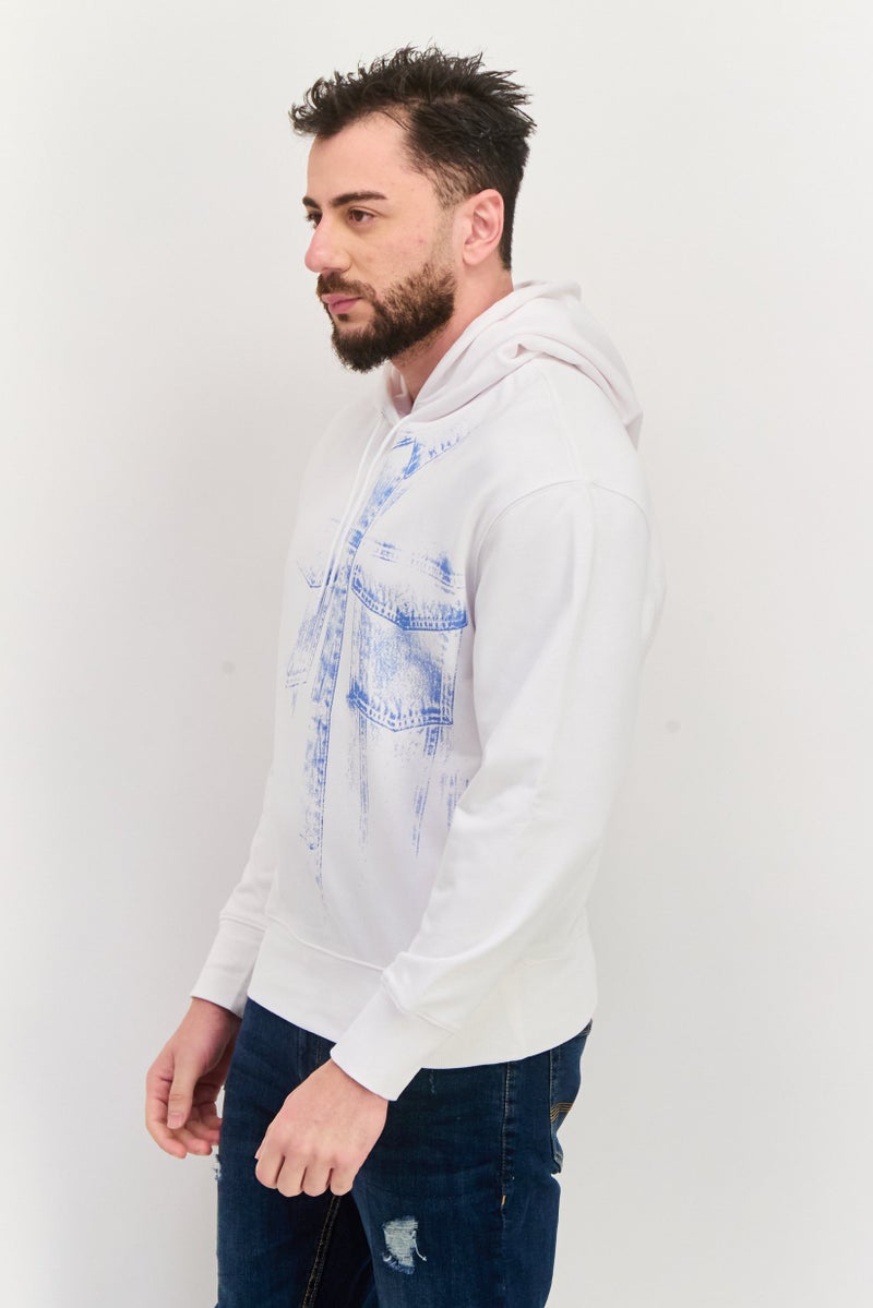 ESPRIT Men Hooded Graphic Print Long Sleeves Sweatshirt, White Combo - Image 4