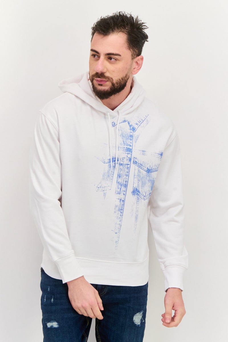 ESPRIT Men Hooded Graphic Print Long Sleeves Sweatshirt, White Combo - Image 1