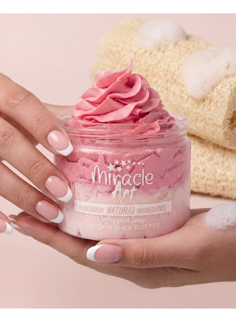 Miracle Art Whipped Soap — Strawberry Kiss | Natural Handmade Body Wash | Rich in Shea Butter | 8.1 OZ - Image 4