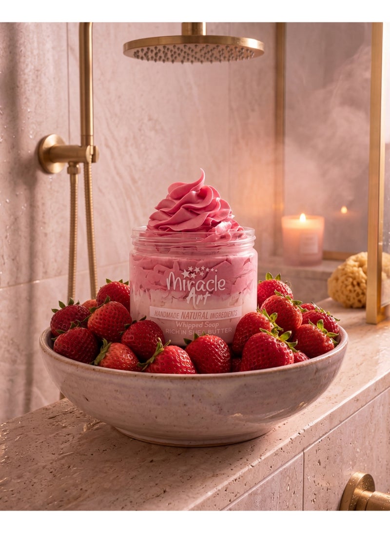 Miracle Art Whipped Soap — Strawberry Kiss | Natural Handmade Body Wash | Rich in Shea Butter | 8.1 OZ - Image 5