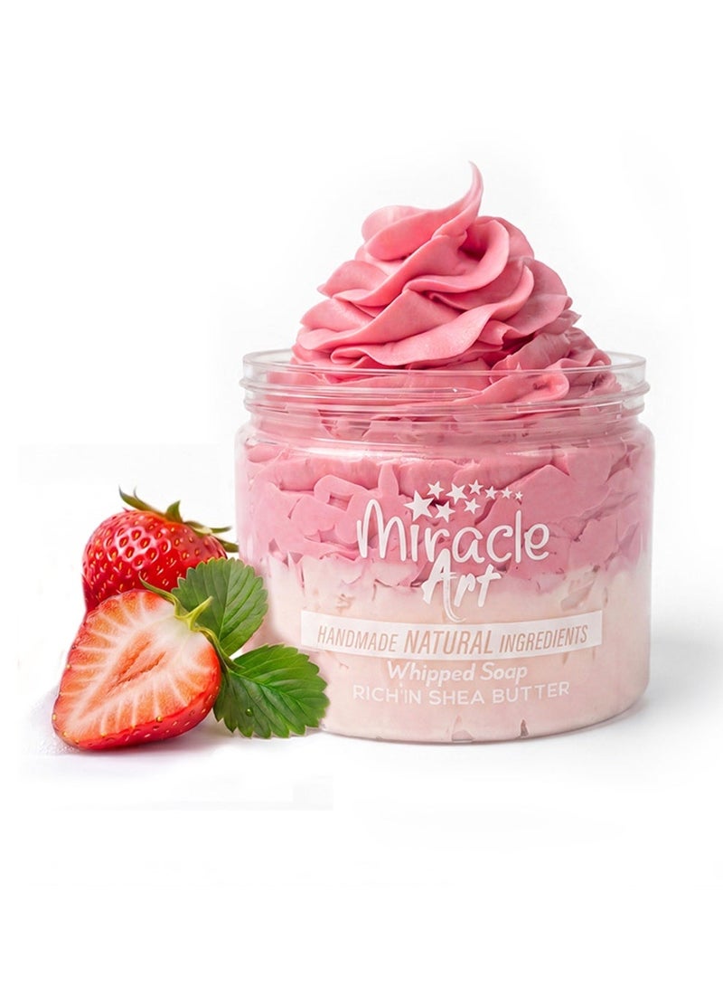 Miracle Art Whipped Soap — Strawberry Kiss | Natural Handmade Body Wash | Rich in Shea Butter | 8.1 OZ - Image 2