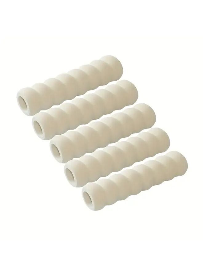 5pcs Beige Shockproof Silent Door Handle Protectors Thickened Spiral Pull Covers Reusable - Image 1
