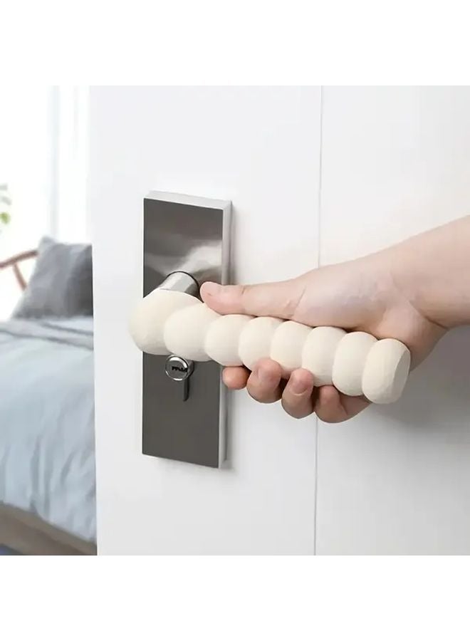 5pcs Beige Shockproof Silent Door Handle Protectors Thickened Spiral Pull Covers Reusable - Image 4