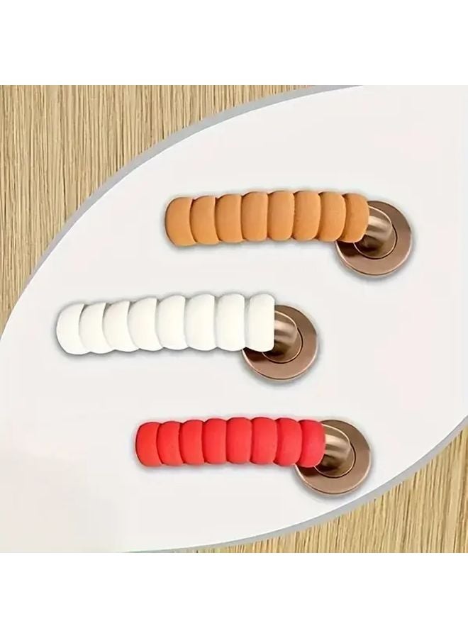 5pcs Beige Shockproof Silent Door Handle Protectors Thickened Spiral Pull Covers Reusable - Image 3