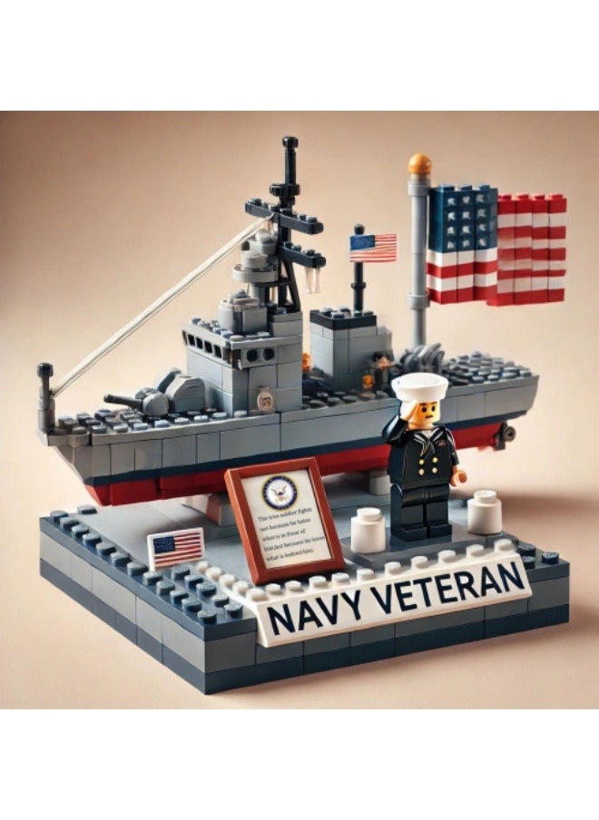 General Veterans block building block decoration Navy building block model decoration toys children's educational game accessories Assembling game gifts for family and friends 