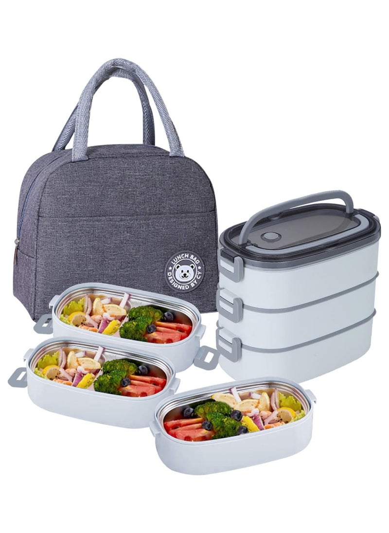 Stainless Steel Lunch Box for Kids,1900ML 3 Layer Meal Lunch Container Snack Box With Bag for Kids School and Adults - Leakproof - BPA Free - Microwave & Dishwashing Safe Bento Box（White） - pzsku/Z793B773BA215286C8FAEZ/45/_/1716972308/7acd2186-e7a3-40f2-bdea-8124306594dc