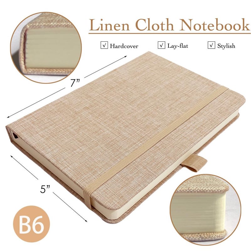 ipoul Linen Notebook, College Ruled, Hardcover, Lay Flat, B6, Small, 5x7, Thick, 100gsm, Pink, Journal for Writing - Image 3